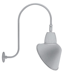RAB GN3LED13YACS 13W LED Gooseneck Cone Shade with Upcurve 30" High, 25" from Wall Goose Arm, 3000K Color Temperature (Warm), Flood Reflector, 15" Angled Cone Shade, Silver Finish
