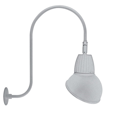 RAB GN3LED13YAD11S 13W LED Gooseneck Dome Shade with Upcurve 30" High, 25" from Wall Goose Arm, 3000K (Warm), Flood Reflector, 11" Angled Dome Shade, Silver Finish