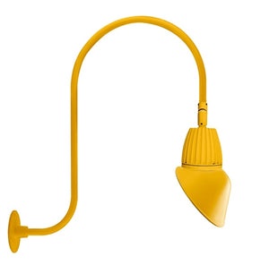 RAB GN3LED13YRAC11YL 13W LED Gooseneck Cone Shade with Upcurve 30" High, 25" from Wall Goose Arm, 3000K Color Temperature (Warm), Rectangular Reflector, 11" Angled Cone Shade, Yellow Finish