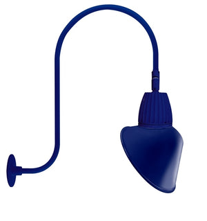 RAB GN3LED13YRACBL 13W LED Gooseneck Cone Shade with Upcurve 30" High, 25" from Wall Goose Arm, 3000K Color Temperature (Warm), Rectangular Reflector, 15" Angled Cone Shade, Royal Blue Finish