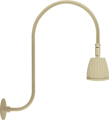 RAB RAB-GN3LED13YRI 13W LED Gooseneck No Shade with Upcurve 30" High, 25" from Wall Goose Arm 3000K (Warm), Rectangular Reflector, Ivory Finish