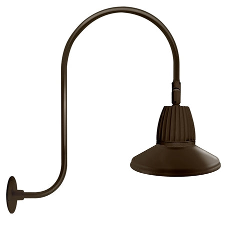 RAB GN3LED13YRSTBWN 13W LED Gooseneck Straight Shade with Upcurve 30" High, 25" from Wall Goose Arm, 3000K (Warm), Rectangular Reflector, 15" Straight Shade, Brown Finish