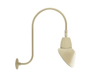 RAB GN3LED13YSAC11I 13W LED Gooseneck Cone Shade with Upcurve 30" High, 25" from Wall Goose Arm, 3000K Color Temperature (Warm), Spot Reflector, 11" Angled Cone Shade, Ivory Finish
