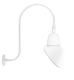 RAB GN3LED13YSAC11W 13W LED Gooseneck Cone Shade with Upcurve 30" High, 25" from Wall Goose Arm, 3000K Color Temperature (Warm), Spot Reflector, 11" Angled Cone Shade, White Finish