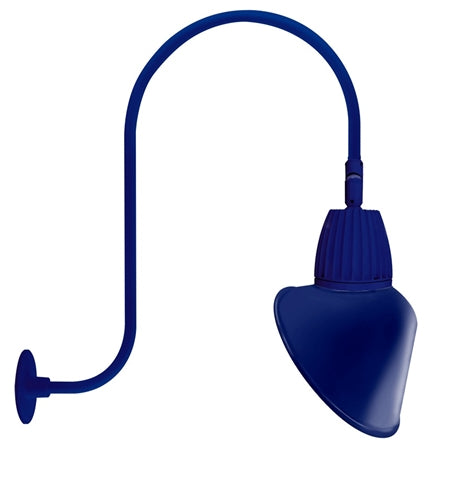 RAB GN3LED13YSACBL 13W LED Gooseneck Cone Shade with Upcurve 30" High, 25" from Wall Goose Arm, 3000K Color Temperature (Warm), Spot Reflector, 15" Angled Cone Shade, Royal Blue Finish
