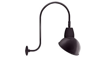 RAB GN3LED13YSAD11A 13W LED Gooseneck Dome Shade with Upcurve 30" High, 25" from Wall Goose Arm, 3000K (Warm), Spot Reflector, 11" Angled Dome Shade, Bronze Finish