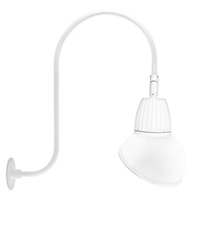 RAB GN3LED13YSAD11W 13W LED Gooseneck Dome Shade with Upcurve 30" High, 25" from Wall Goose Arm, 3000K (Warm), Spot Reflector, 11" Angled Dome Shade, White Finish