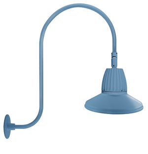 RAB GN3LED13YSSTLB 13W LED Gooseneck Straight Shade with Upcurve 30" High, 25" from Wall Goose Arm, 3000K (Warm), Spot Reflector, 15" Straight Shade, Light Blue Finish