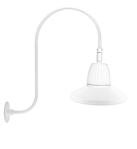 RAB GN3LED13YSSTW 13W LED Gooseneck Straight Shade with Upcurve 30" High, 25" from Wall Goose Arm, 3000K (Warm), Spot Reflector, 15" Straight Shade, White Finish