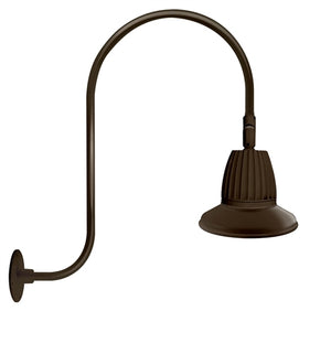 RAB GN3LED13YST11BWN 13W LED Gooseneck Straight Shade with Upcurve 30" High, 25" from Wall Goose Arm, 3000K (Warm), Flood Reflector, 11" Straight Shade, Brown Finish