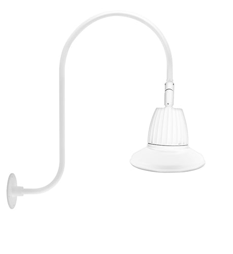 RAB GN3LED13YST11W 13W LED Gooseneck Straight Shade with Upcurve 30" High, 25" from Wall Goose Arm, 3000K (Warm), Flood Reflector, 11" Straight Shade, White Finish