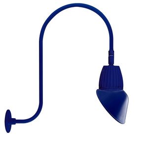 RAB GN3LED26NAC11BL 26W LED Gooseneck Cone Shade with Upcurve 30" High, 25" from Wall Goose Arm, 4000K Color Temperature (Neutral), Flood Reflector, 11" Angled Cone Shade, Royal Blue Finish