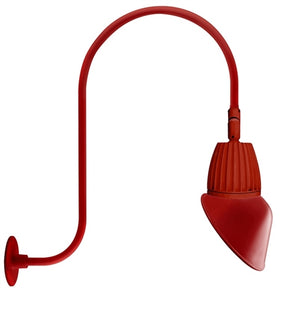 RAB GN3LED26NAC11R 26W LED Gooseneck Cone Shade with Upcurve 30" High, 25" from Wall Goose Arm, 4000K Color Temperature (Neutral), Flood Reflector, 11" Angled Cone Shade, Red Finish