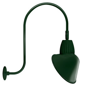 RAB GN3LED26NACG 26W LED Gooseneck Cone Shade with Upcurve 30" High, 25" from Wall Goose Arm, 4000K Color Temperature (Neutral), Flood Reflector, 15" Angled Cone Shade, Hunter Green Finish