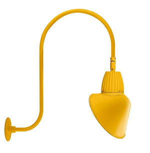 RAB GN3LED26NACYL 26W LED Gooseneck Cone Shade with Upcurve 30" High, 25" from Wall Goose Arm, 4000K Color Temperature (Neutral), Flood Reflector, 15" Angled Cone Shade, Yellow Finish
