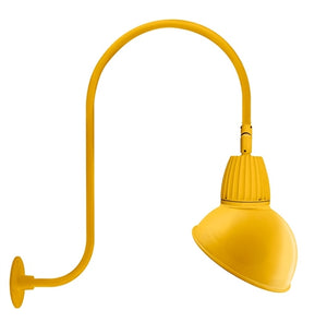 RAB GN3LED26NAD11YL 26W LED Gooseneck Dome Shade with Upcurve 30" High, 25" from Wall Goose Arm, 4000K (Neutral), Flood Reflector, 11" Angled Dome Shade, Yellow Finish