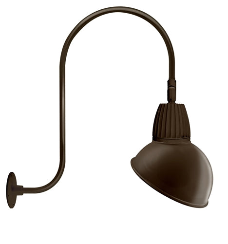 RAB GN3LED26NADBWN 26W LED Gooseneck Dome Shade with Upcurve 30" High, 25" from Wall Goose Arm, 4000K (Neutral), Flood Reflector, 15" Angled Dome Shade, Brown Finish