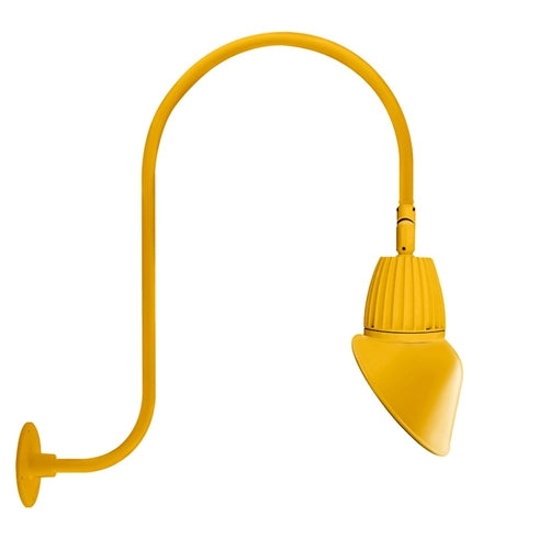 RAB GN3LED26NSAC11YL 26W LED Gooseneck Cone Shade with Upcurve 30" High, 25" from Wall Goose Arm, 4000K Color Temperature (Neutral), Spot Reflector, 11" Angled Cone Shade, Yellow Finish