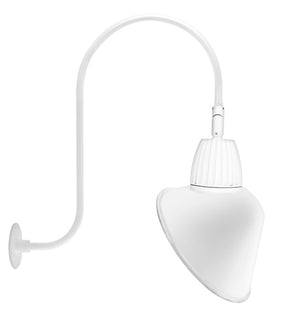 RAB GN3LED26NSACW 26W LED Gooseneck Cone Shade with Upcurve 30" High, 25" from Wall Goose Arm, 4000K Color Temperature (Neutral), Spot Reflector, 15" Angled Cone Shade, White Finish