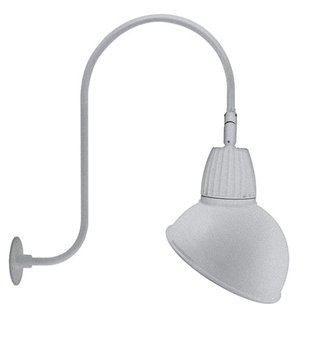 RAB GN3LED26NSADS 26W LED Gooseneck Dome Shade with Upcurve 30" High, 25" from Wall Goose Arm, 4000K (Neutral), Spot Reflector, 15" Angled Dome Shade, Silver Finish