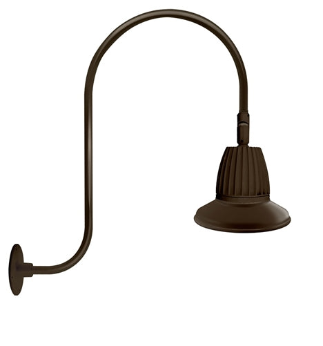 RAB GN3LED26NSST11BWN 26W LED Gooseneck Straight Shade with Upcurve 30" High, 25" from Wall Goose Arm, 4000K (Neutral), Spot Reflector, 11" Straight Shade, Brown Finish