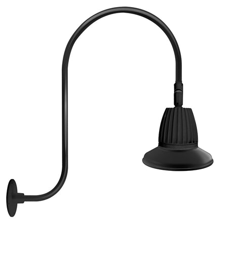 RAB GN3LED26NST11B 26W LED Gooseneck Straight Shade with Upcurve 30" High, 25" from Wall Goose Arm, 4000K (Neutral), Flood Reflector, 11" Straight Shade, Black Finish