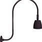 RAB RAB-GN3LED26YA 26W LED Gooseneck No Shade with Upcurve 30" High, 25" from Wall Goose Arm 3000K (Warm), Flood Reflector, Bronze Finish