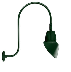 RAB GN3LED26YAC11G 26W LED Gooseneck Cone Shade with Upcurve 30" High, 25" from Wall Goose Arm, 3000K Color Temperature (Warm), Flood Reflector, 11" Angled Cone Shade, Hunter Green Finish