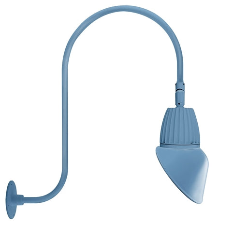 RAB GN3LED26YAC11LB 26W LED Gooseneck Cone Shade with Upcurve 30" High, 25" from Wall Goose Arm, 3000K Color Temperature (Warm), Flood Reflector, 11" Angled Cone Shade, Light Blue Finish