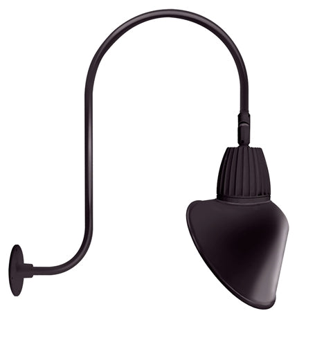 RAB GN3LED26YACA 26W LED Gooseneck Cone Shade with Upcurve 30" High, 25" from Wall Goose Arm, 3000K Color Temperature (Warm), Flood Reflector, 15" Angled Cone Shade, Bronze Finish