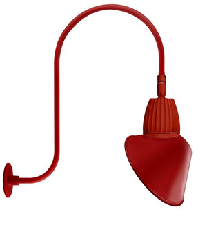 RAB GN3LED26YACR 26W LED Gooseneck Cone Shade with Upcurve 30" High, 25" from Wall Goose Arm, 3000K Color Temperature (Warm), Flood Reflector, 15" Angled Cone Shade, Red Finish