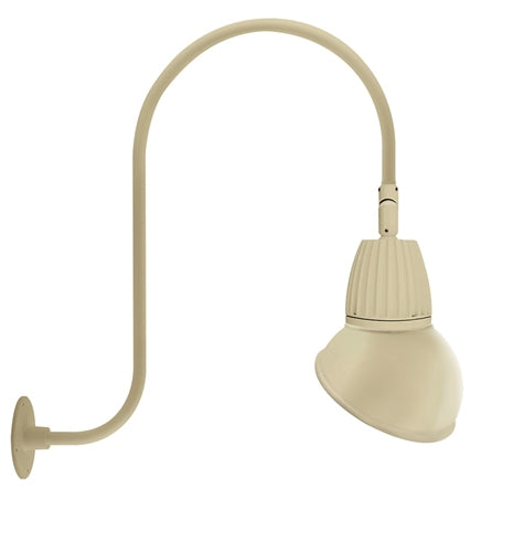 RAB GN3LED26YAD11I 26W LED Gooseneck Dome Shade with Upcurve 30" High, 25" from Wall Goose Arm, 3000K (Warm), Flood Reflector, 11" Angled Dome Shade, Ivory Finish