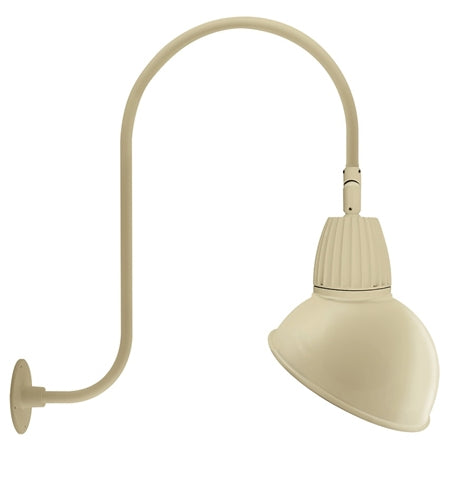 RAB GN3LED26YADI 26W LED Gooseneck Dome Shade with Upcurve 30" High, 25" from Wall Goose Arm, 3000K (Warm), Flood Reflector, 15" Angled Dome Shade, Ivory Finish