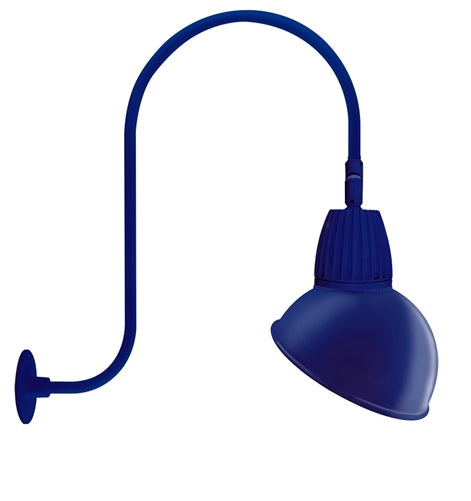 RAB GN3LED26YRADBL 26W LED Gooseneck Dome Shade with Upcurve 30" High, 25" from Wall Goose Arm, 3000K (Warm), Rectangular Reflector, 15" Angled Dome Shade, Royal Blue Finish