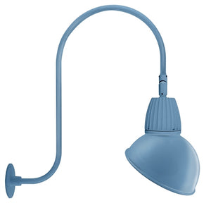 RAB GN3LED26YRADLB 26W LED Gooseneck Dome Shade with Upcurve 30" High, 25" from Wall Goose Arm, 3000K (Warm), Rectangular Reflector, 15" Angled Dome Shade, Light Blue Finish