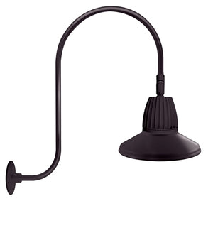 RAB GN3LED26YRSTA 26W LED Gooseneck Straight Shade with Upcurve 30" High, 25" from Wall Goose Arm, 3000K (Warm), Rectangular Reflector, 15" Straight Shade, Bronze Finish