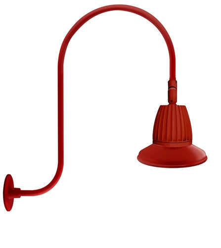RAB GN3LED26YSTR 26W LED Gooseneck Straight Shade with Upcurve 30" High, 25" from Wall Goose Arm, 3000K (Warm), Flood Reflector, 15" Straight Shade, Red Finish