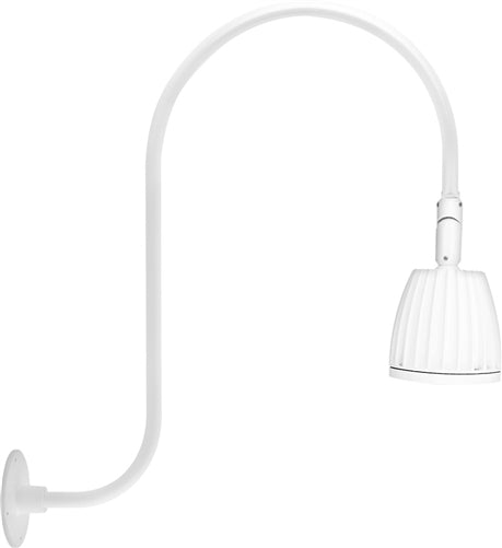 RAB RAB-GN3LED26YSW 26W LED Gooseneck No Shade with Upcurve 30" High, 25" from Wall Goose Arm 3000K (Warm), Spot Reflector, White Finish