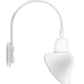 RAB GN4LED13NACW 13W LED Gooseneck Cone Shade with Wall 20" High, 19" from Wall Goose Arm, 4000K Color Temperature (Neutral), Flood Reflector, 15" Angled Cone Shade, White Finish