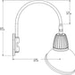 RAB GN4LED13NADBWN 13W LED Gooseneck Dome Shade with Wall 20" High, 19" from Wall Goose Arm, 4000K (Neutral), Flood Reflector, 15" Angled Dome Shade, Brown Finish