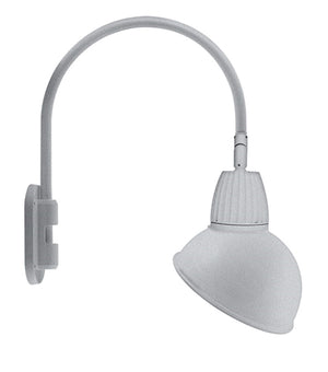 RAB GN4LED13NADS 13W LED Gooseneck Dome Shade with Wall 20" High, 19" from Wall Goose Arm, 4000K (Neutral), Flood Reflector, 15" Angled Dome Shade, Silver Finish
