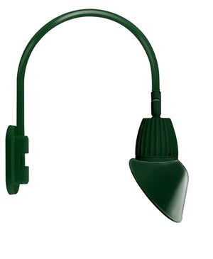 RAB GN4LED13NRAC11G 13W LED Gooseneck Cone Shade with Wall 20" High, 19" from Wall Goose Arm, 4000K Color Temperature (Neutral), Rectangular Reflector, 11" Angled Cone Shade, Hunter Green Finish