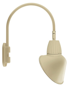 RAB GN4LED13NRACI 13W LED Gooseneck Cone Shade with Wall 20" High, 19" from Wall Goose Arm, 4000K Color Temperature (Neutral), Rectangular Reflector, 15" Angled Cone Shade, Ivory Finish
