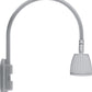 RAB GN4LED13NRS 26W LED Gooseneck No Shade with Wall 20" High, 19" from Wall Goose Arm, 4000K (Neutral), Rectangular Reflector, Silver Finish