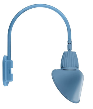 RAB GN4LED13NSACLB 13W LED Gooseneck Cone Shade with Wall 20" High, 19" from Wall Goose Arm, 4000K Color Temperature (Neutral), Spot Reflector, 15" Angled Cone Shade, Light Blue Finish