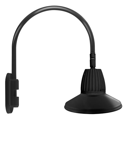 RAB GN4LED13NSTB 13W LED Gooseneck Straight Shade with Wall 20" High, 19" from Wall Goose Arm, 4000K (Neutral), Flood Reflector, 15" Straight Shade, Black Finish