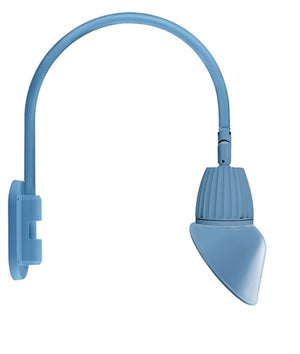 RAB GN4LED13YAC11LB 13W LED Gooseneck Cone Shade with Wall 20" High, 19" from Wall Goose Arm, 3000K Color Temperature (Warm), Flood Reflector, 11" Angled Cone Shade, Light Blue Finish