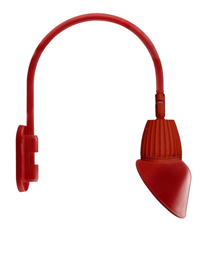 RAB GN4LED13YAC11R 13W LED Gooseneck Cone Shade with Wall 20" High, 19" from Wall Goose Arm, 3000K Color Temperature (Warm), Flood Reflector, 11" Angled Cone Shade, Red Finish