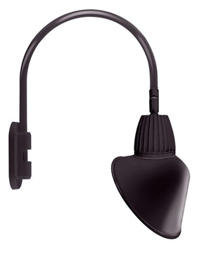 RAB GN4LED13YACA 13W LED Gooseneck Cone Shade with Wall 20" High, 19" from Wall Goose Arm, 3000K Color Temperature (Warm), Flood Reflector, 15" Angled Cone Shade, Bronze Finish