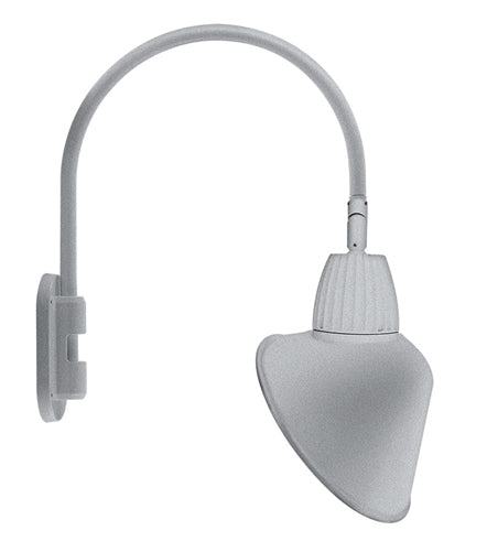 RAB GN4LED13YACS 13W LED Gooseneck Cone Shade with Wall 20" High, 19" from Wall Goose Arm, 3000K Color Temperature (Warm), Flood Reflector, 15" Angled Cone Shade, Silver Finish